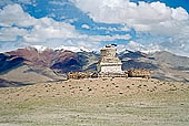 Ladakh - Chortens and mani walls with piles of graved stones are a very common sight